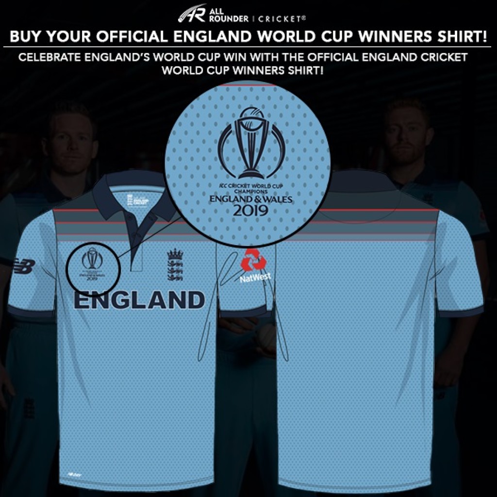 England Cricket World Cup Winners 2019 Logo Design Polo Mens Sky 