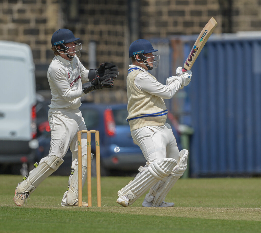 Jonathan Read attacks during his crucial innings for Farsley Picture: Ray Spencer